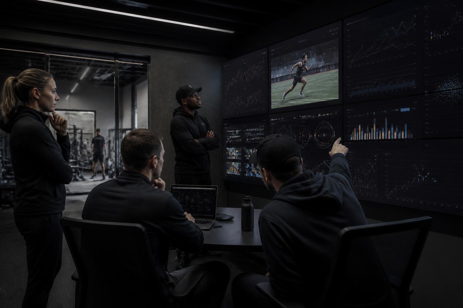 Performance staff reviewing athlete data
